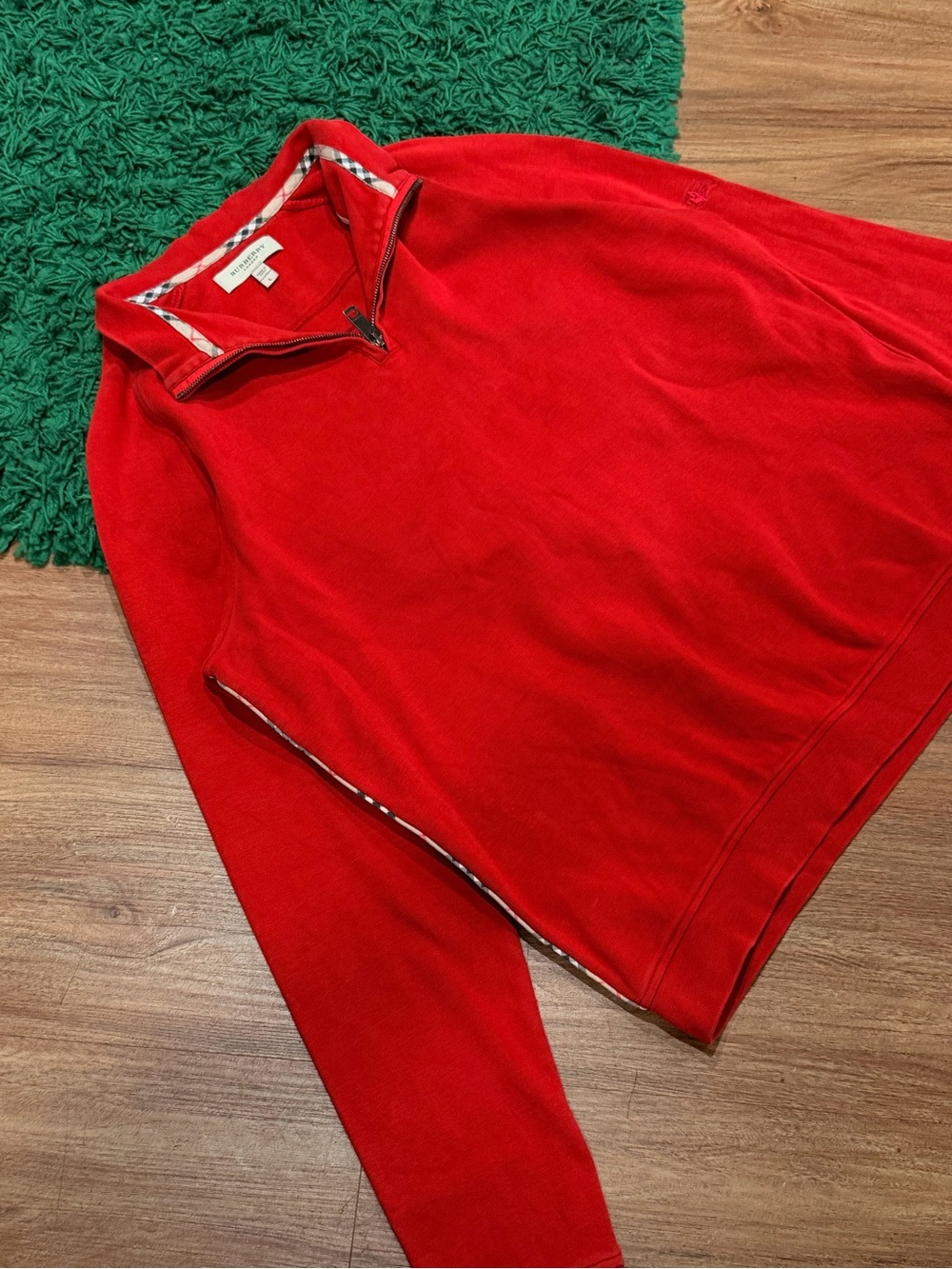 Burberry - Cotton Quarter Zip Sweater Red (Retail $695) - Size Large